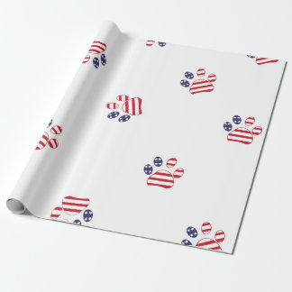 Blauw rode gekleurde pootafdrukken cadeaupapier