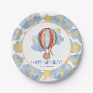 Blauw Rode Heet Luchtballon Sterren Kinderen Verja Papieren Bordje