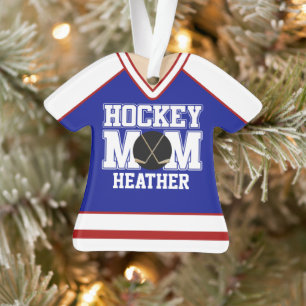Blauw/Rode Hockey Mam Jersey Ornament
