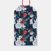 Blauw Rode Zilveren Blad Kerstcadeauticket Cadeaulabel (Achterkant)