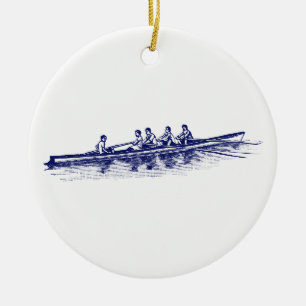 Blauw Roei Roeiers Ploeg Team Watersport Keramisch Ornament