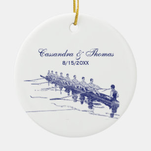 Blauw Roeien Roeiers Bemanning Team Watersporten # Keramisch Ornament