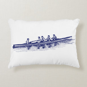 Blauw Roeien Roeiers Ploeg Team Watersport Decoratief Kussen