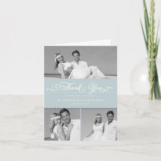 Blauw Romantisch Manuscript 3 van de Band van de Bedankkaart (Voorkant)