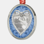 Blauw Rond Diamond Heart Lijst Ornament (Links)