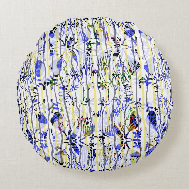 Blauw Rond Kussen (Voorkant)