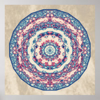  Blauw Rood Abstract Mandala Art Design