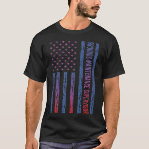 Blauw Rood Amerikaanse Vlag Gronden Onderhoudstoez T-shirt