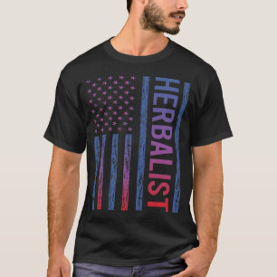 Blauw Rood Amerikaanse Vlag Herbalist T-shirt