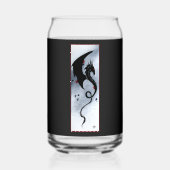 Blauw Rood Bloemen Zwarte Draak Blikvorm Glas (Voorkant)