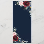 Blauw Rood Bordeaux Blush Roze Bloemen Bruiloft Me Programma (Achterkant)