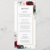 Blauw Rood Bordeaux Blush Roze Bloemen Bruiloft Me Programma (Voorkant)