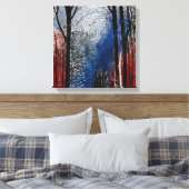 Blauw rood bos Waterverf muurkunst Canvas Afdruk (Insitu (Slaapkamer))
