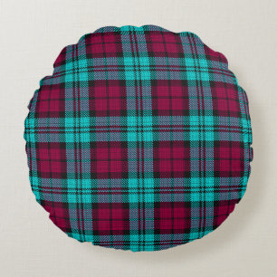 Blauw Rood Campbell Tartan Blackwatch Plaid Rond Kussen