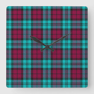 Blauw Rood Campbell Tartan Blackwatch Plaid Vierkante Klok