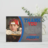 Blauw & Rood Chalkboard Afstuderen Dank u Kaart (Staand voorkant)