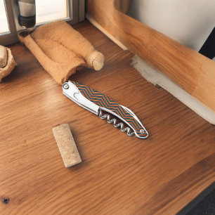 Blauw Rood Chevron Strepen Snijplank Kurkentrekker