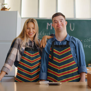 Blauw Rood Chevron Strepen Snijplank Schort