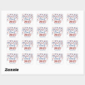 Blauw Rood Confetti Afstuderen 2025 Vierkante Sticker (Vel)