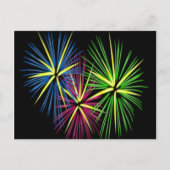 Blauw rood en groen vuurwerk briefkaart (Voorkant)