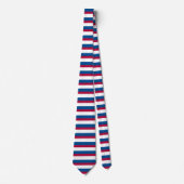 Blauw rood en wit horizontaal gestreept Stropdas (Voorkant)