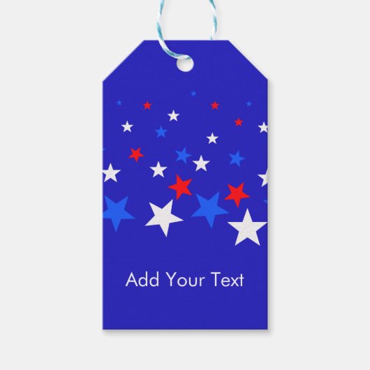 Blauw, rood en wit Star-patroon Cadeaulabel (Voorkant)