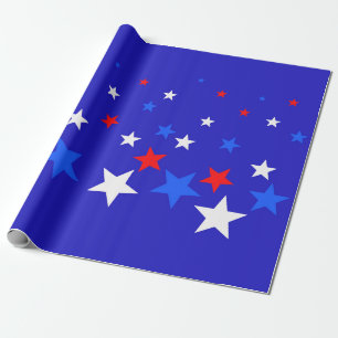 Blauw, rood en wit Star-patroon Cadeaupapier