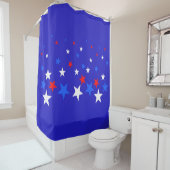 Blauw, rood en wit Star-patroon Douchegordijn (In situ)