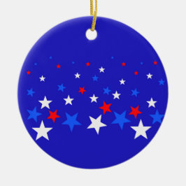 Blauw, rood en wit Star-patroon Keramisch Ornament