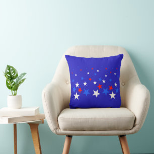Blauw, rood en wit Star-patroon Kussen