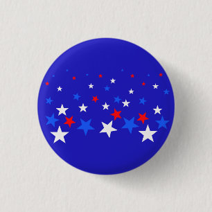 Blauw, rood en wit Star-patroon Ronde Button 3,2 Cm