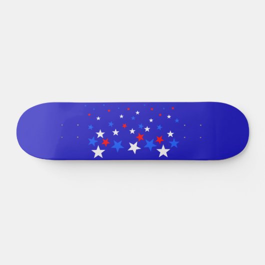 Blauw, rood en wit Star-patroon Skateboard (Horizontaal)