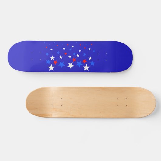 Blauw, rood en wit Star-patroon Skateboard (Horizontaal)