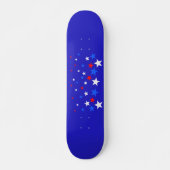 Blauw, rood en wit Star-patroon Skateboard (Voorkant)