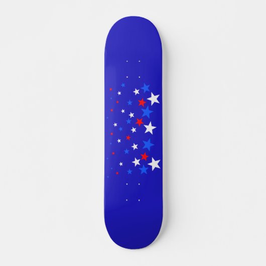 Blauw, rood en wit Star-patroon Skateboard (Voorkant)
