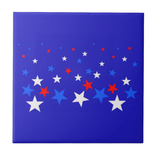 Blauw, rood en wit Star-patroon Tegeltje