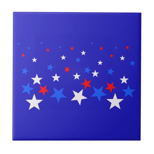 Blauw, rood en wit Star-patroon Tegeltje (Voorkant)