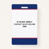 Blauw Rood Foto & Logo Druk ID Badge (Achterkant)