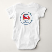 Blauw Rood Geel Golf Thema Naam Monogram Romper (Achterkant)