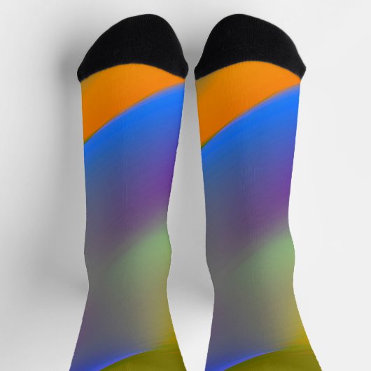Blauw rood geel groen abstract patroontje oranjepu sokken (Top)