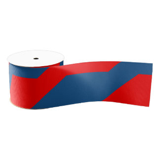 Blauw & Rood Geometrisch Ontwerp | Willekeurige le Grosgrain Lint