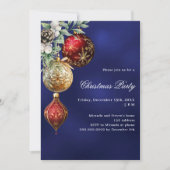 Blauw rood goud kerstfeest kaart (Voorkant)