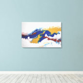 Blauw Rood Goud Kleurrijke Marmeren Abstracte Vloe Canvas Afdruk (Insitu (Houten vloer))