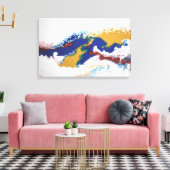 Blauw Rood Goud Kleurrijke Marmeren Abstracte Vloe Canvas Afdruk (Insitu (Woonkamer))