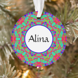 Blauw Rood Groen Mandala Boho Christmas Ornament