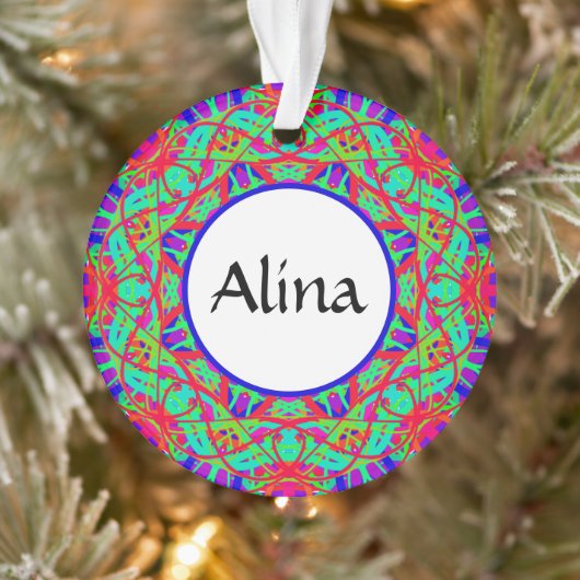 Blauw Rood Groen Mandala Boho Christmas Ornament (Boom)