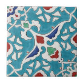 Blauw Rood Groen Wit Portugees Azulejo Patroon Tegeltje (Voorkant)