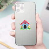 Blauw Rood Hondenhok sticker (Telefoon)