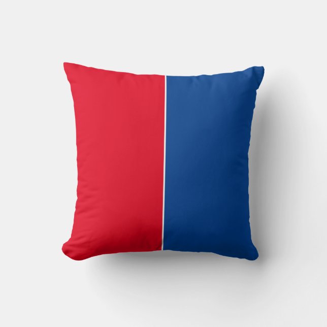 Blauw & Rood Plain Eenvoudige Kleuren Kussen (Voorkant)