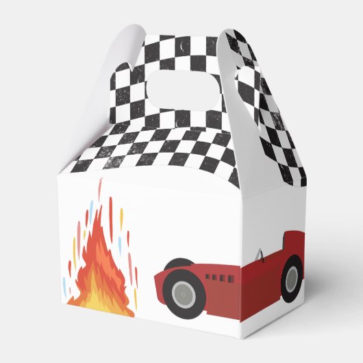 Blauw Rood Race Snelle Retro Racing Auto's Verjaar Bedankdoosjes (Achterkant)